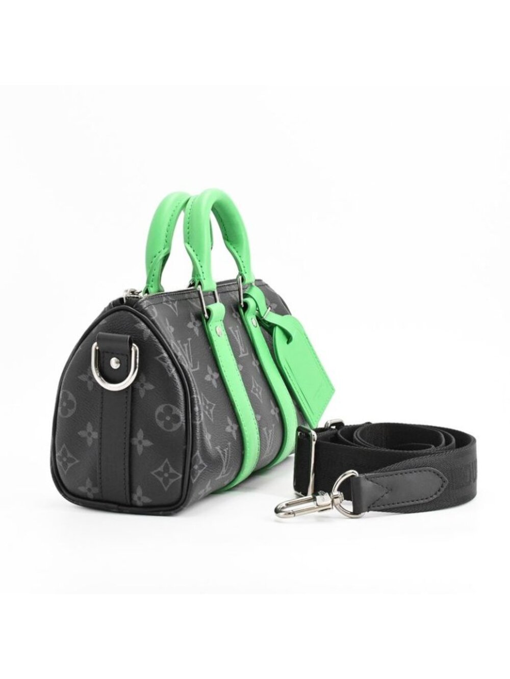 Louis Vuitton Handbag Keepall Bandouliere 25 Black Green - Picture 2 of 9